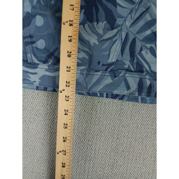 Chico's Button Up Denim Jacket Womens 0 US 4/6 Blue Floral Camo Tropical Boho - Picture 12 of 14